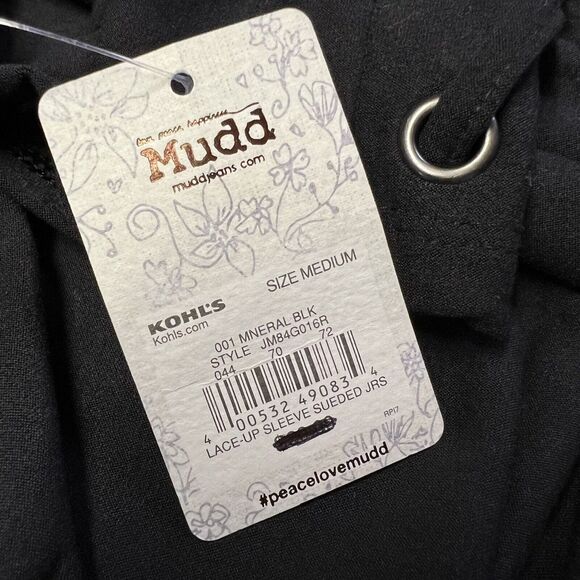 NWT Mudd Brand Juniors Womens Size Medium Black Jersey Dress Lace Sleeve Detail - Picture 6 of 14